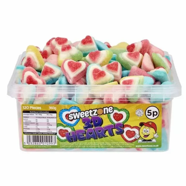 Sweetzone 3D Hearts 5p Tub