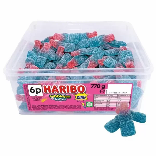 Haribo Bubblegum Bottles Zing 6p Tub 770g